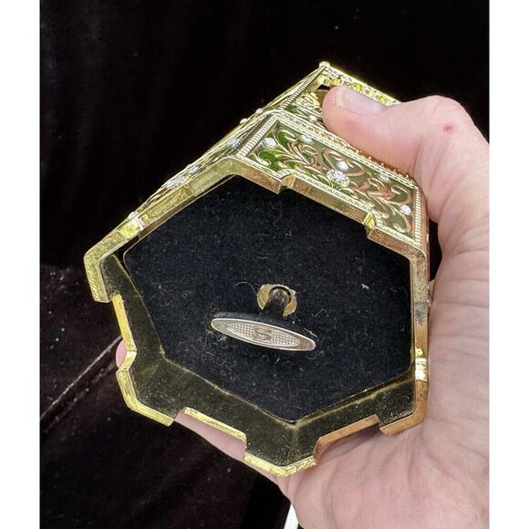 Vintage Chestnut Lane Enamel and Rhinestone Encrusted Bird Cage Exotic Bird -A18 - Picture 9 of 12